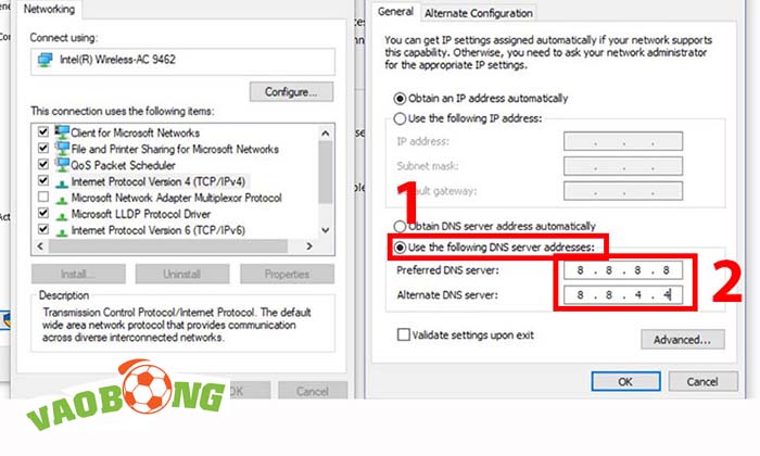 Cách đổi DNS trên máy tính truy cập link vào bóng bị chặn 2